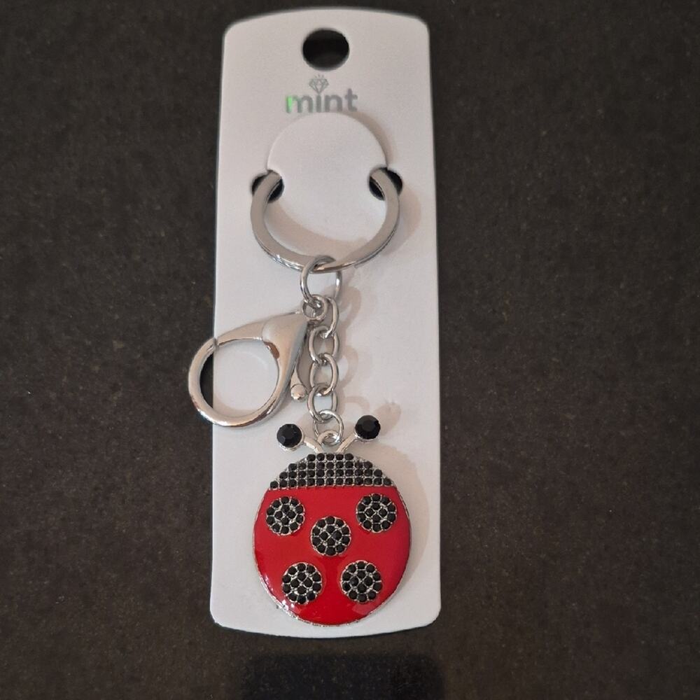 Mint Ladybug Keychain - Red and Black Bag Charm